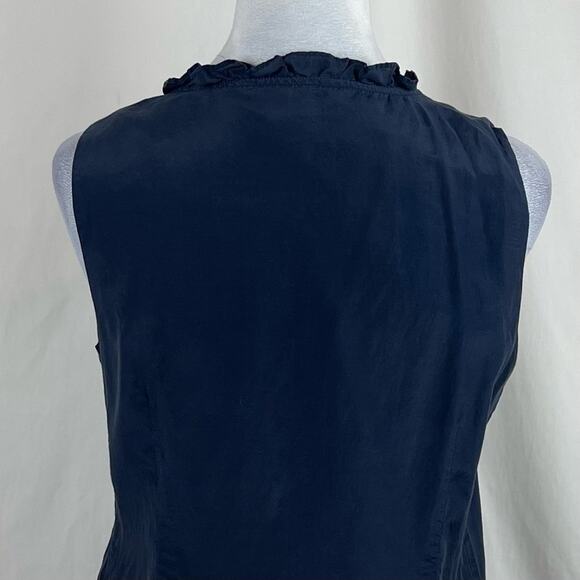 Eddie Bauer Navy Ruffled Academia OfficeCore Feminine Top Size M - Picture 6 of 11